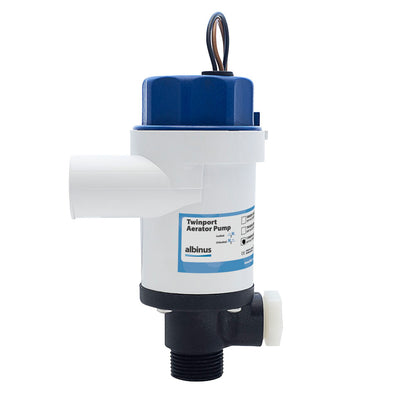Albin Group Twinport Aerator Pump, 1100 GPH, 12V – Short Stack