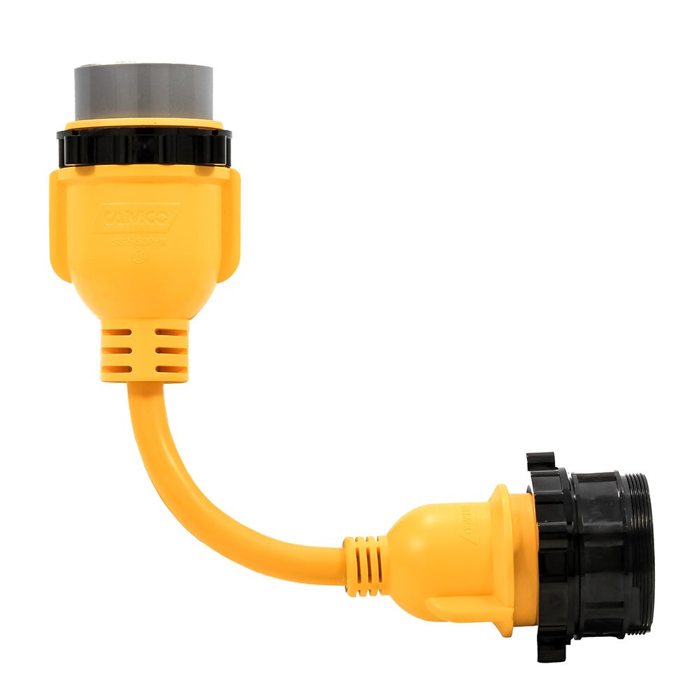 Camco Power Grip Marine Locking Adapter, 50A Male/30A Female, 12" - Weatherproof