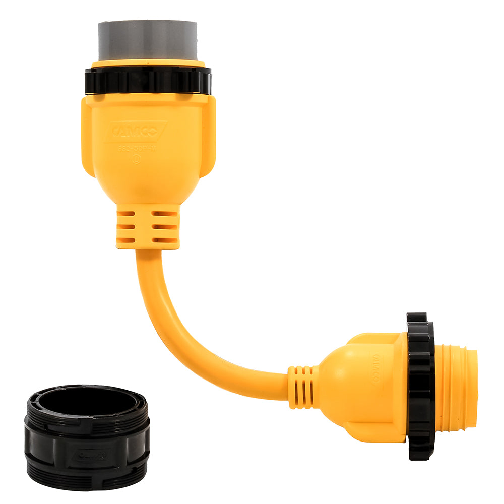 Camco Power Grip Marine Locking Adapter, 50A Male/30A Female, 12" - Weatherproof