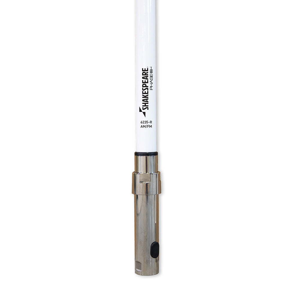 Shakespeare 6235-R Phase III AM/FM Marine Antenna, 8 ft, White w/20' Cable