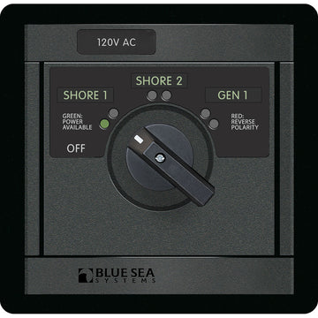 Blue Sea Systems 1482 AC Rotary Switch, 120V 30A with 3 Sources, UL Listed
