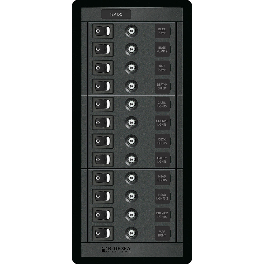Blue Sea Systems 1461 12-Position DC Branch Circuit Breaker Panel, 12V 120A