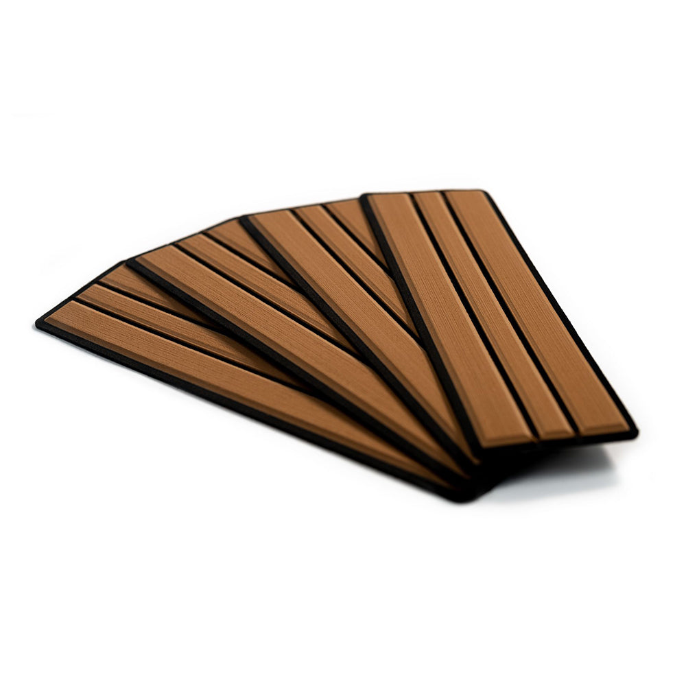 SeaDek Faux Teak 4-Piece Step Kit, Mocha/Black, 0.2" Thick