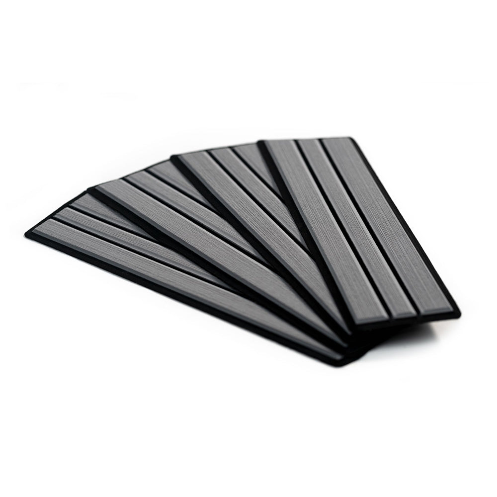 SeaDek Faux Teak 4-Piece Step Kit, Storm Grey/Black – Non-Skid EVA Foam