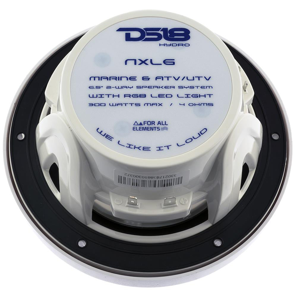 DS18 HYDRO 6.5 in. 2-Way Marine Speakers with RGB LED Lights, 375W
