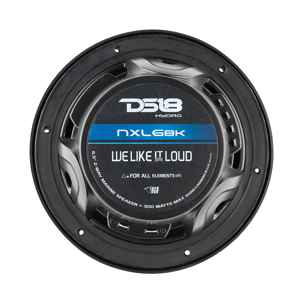 DS18 HYDRO 6.5 in. 2-Way Marine Speakers with RGB LED Lights, Matte Black (NXL-6BK)