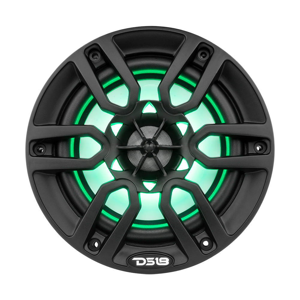 DS18 HYDRO 6.5 in. 2-Way Marine Speakers with RGB LED Lights, Matte Black (NXL-6BK)