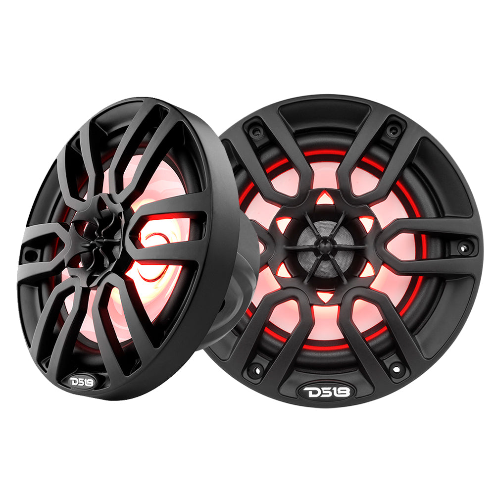 DS18 HYDRO 6.5 in. 2-Way Marine Speakers with RGB LED Lights, Matte Black (NXL-6BK)