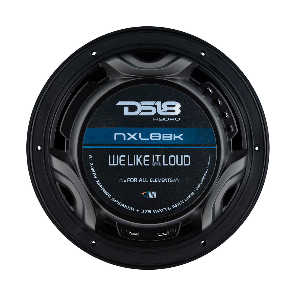 DS18 HYDRO 8 in. 2-Way Marine Speakers with RGB LED Lighting, Matte Black (NXL-8BK)