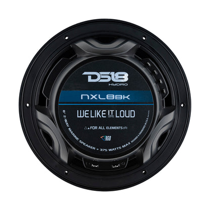 DS18 HYDRO 8 in. 2-Way Marine Speakers with RGB LED Lighting, Matte Black (NXL-8BK)