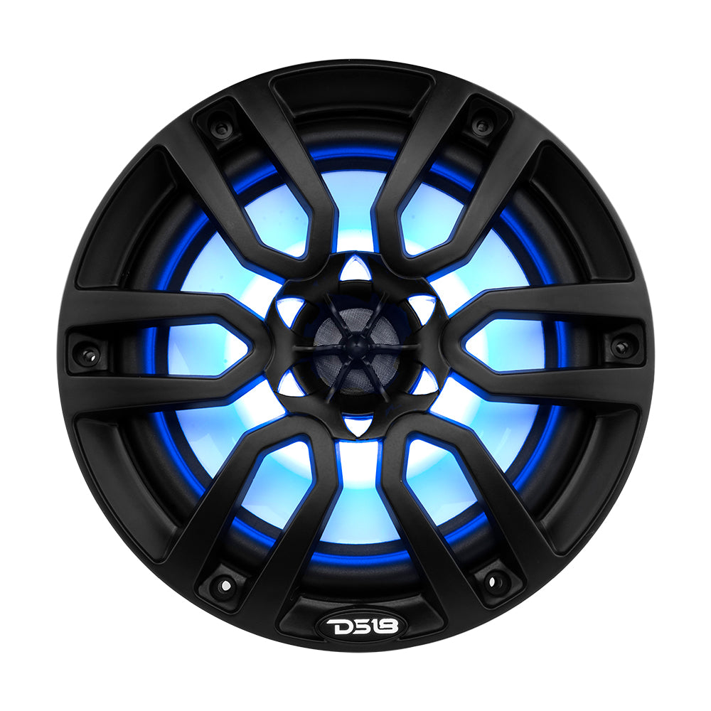 DS18 HYDRO 8 in. 2-Way Marine Speakers with RGB LED Lighting, Matte Black (NXL-8BK)