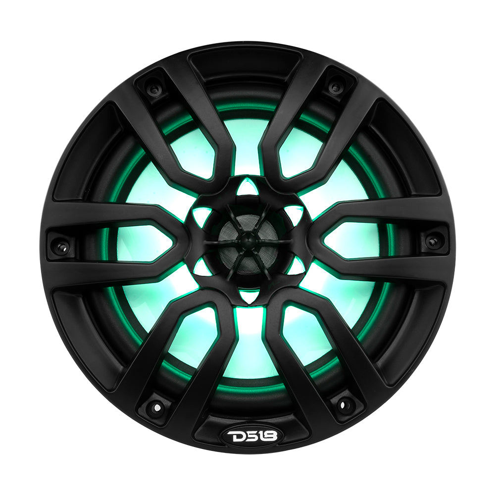 DS18 HYDRO 8 in. 2-Way Marine Speakers with RGB LED Lighting, Matte Black (NXL-8BK)