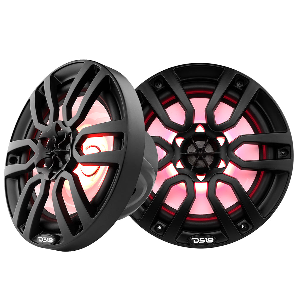 DS18 HYDRO 8 in. 2-Way Marine Speakers with RGB LED Lighting, Matte Black (NXL-8BK)