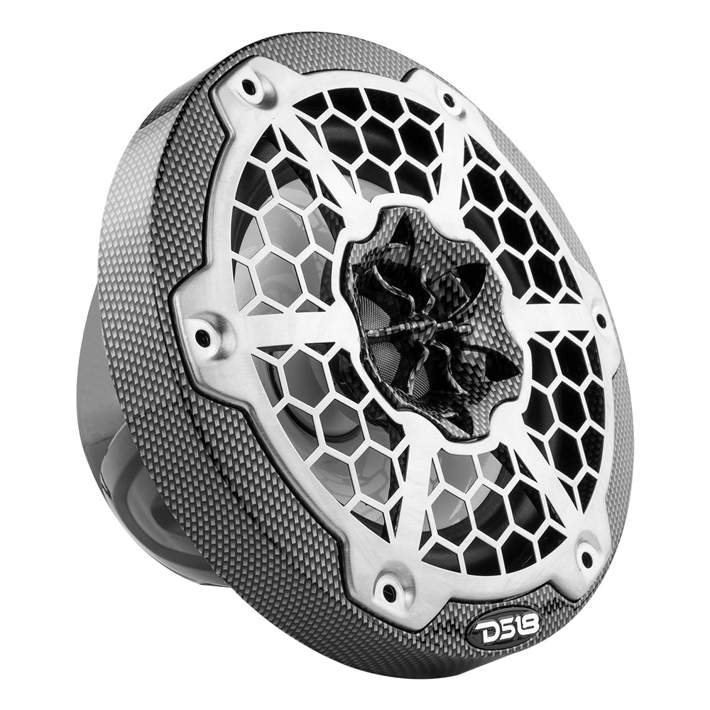 DS18 HYDRO 6.5 in. 2-Way Marine Speakers with RGB LED Lights, 300W, Black Carbon Fiber