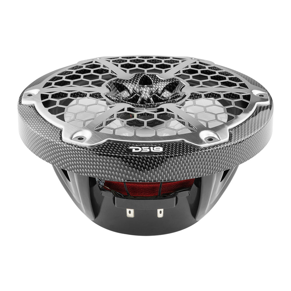 DS18 HYDRO 8 in. 2-Way Marine Speakers with RGB LED Lights, Pair, Black Carbon Fiber