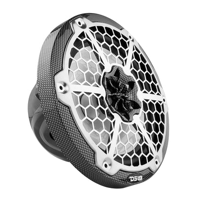 DS18 HYDRO 8 in. 2-Way Marine Speakers with RGB LED Lights, Pair, Black Carbon Fiber