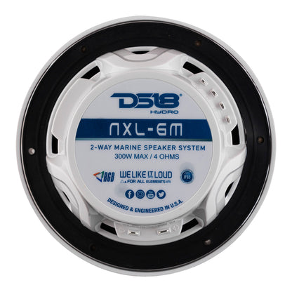 DS18 NXL-6M/WH 6.5 in. 2-Way Marine Speakers with RGB LED Lighting, Pair