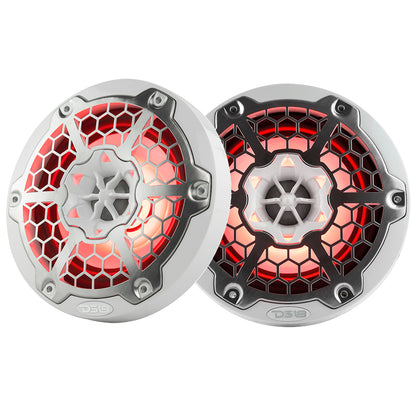 DS18 NXL-6M/WH 6.5 in. 2-Way Marine Speakers with RGB LED Lighting, Pair