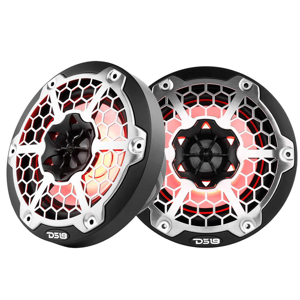 DS18 NXL-6M/BK HYDRO 6.5 in. 2-Way Marine Speakers with RGB LED - Black (Pair)