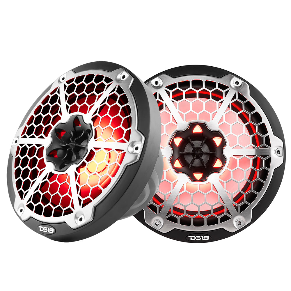 DS18 NXL-8M/BK HYDRO 8 in. 2-Way Marine Speakers with RGB LED Lighting, 375W