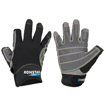 Ronstan Sticky Race Gloves, 3-Finger, Black, XXS – UPF 50+