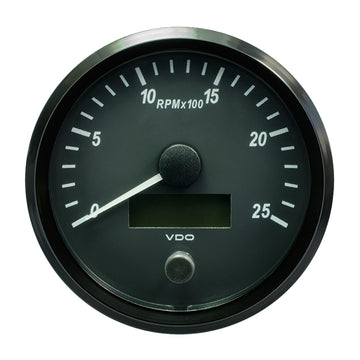 VDO SingleViu 100mm (4") Tachometer, 2500 RPM, J1939 CAN & Analog