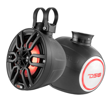 DS18 HYDRO 6.5 in. Compact Wakeboard Tower Speaker Pods with RGB Lighting - Pair