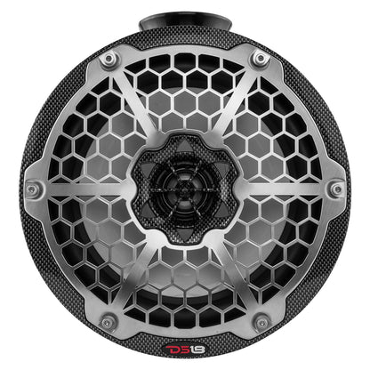 DS18 HYDRO 8 in. Compact Wakeboard Pod Tower Speakers with RGB Lighting, Black Carbon Fiber, Pair