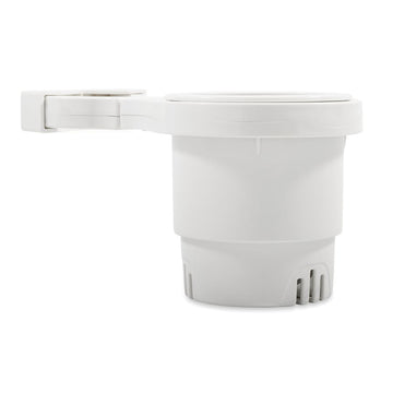 Camco Clamp-On Rail Mounted Cup Holder, Large, for 1.5" to 2" Rails, White