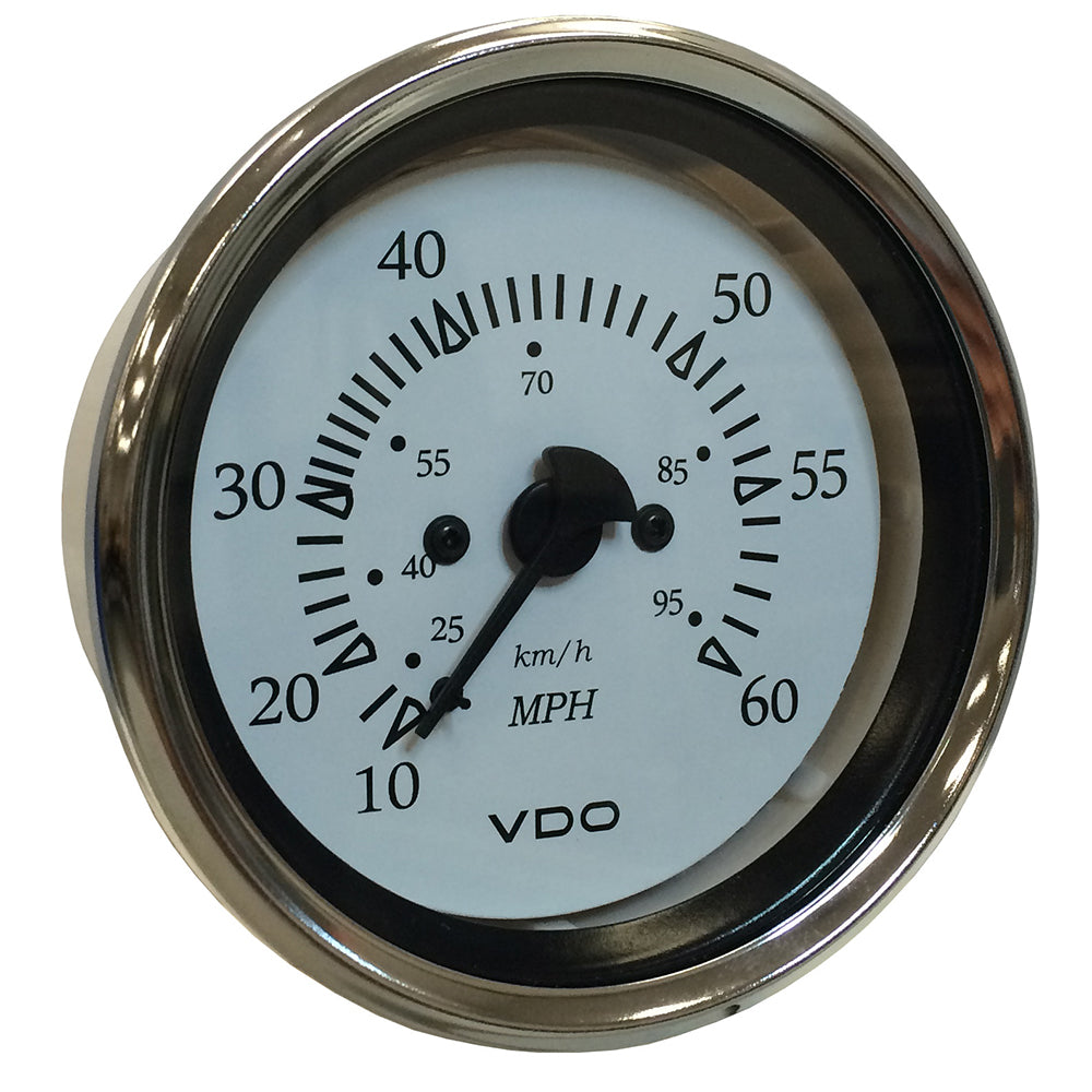 VDO Cockpit Marine Pitot Speedometer, 0-60 MPH, White/Chrome