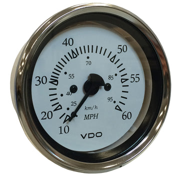 VDO Cockpit Marine Pitot Speedometer, 0-60 MPH, White/Chrome