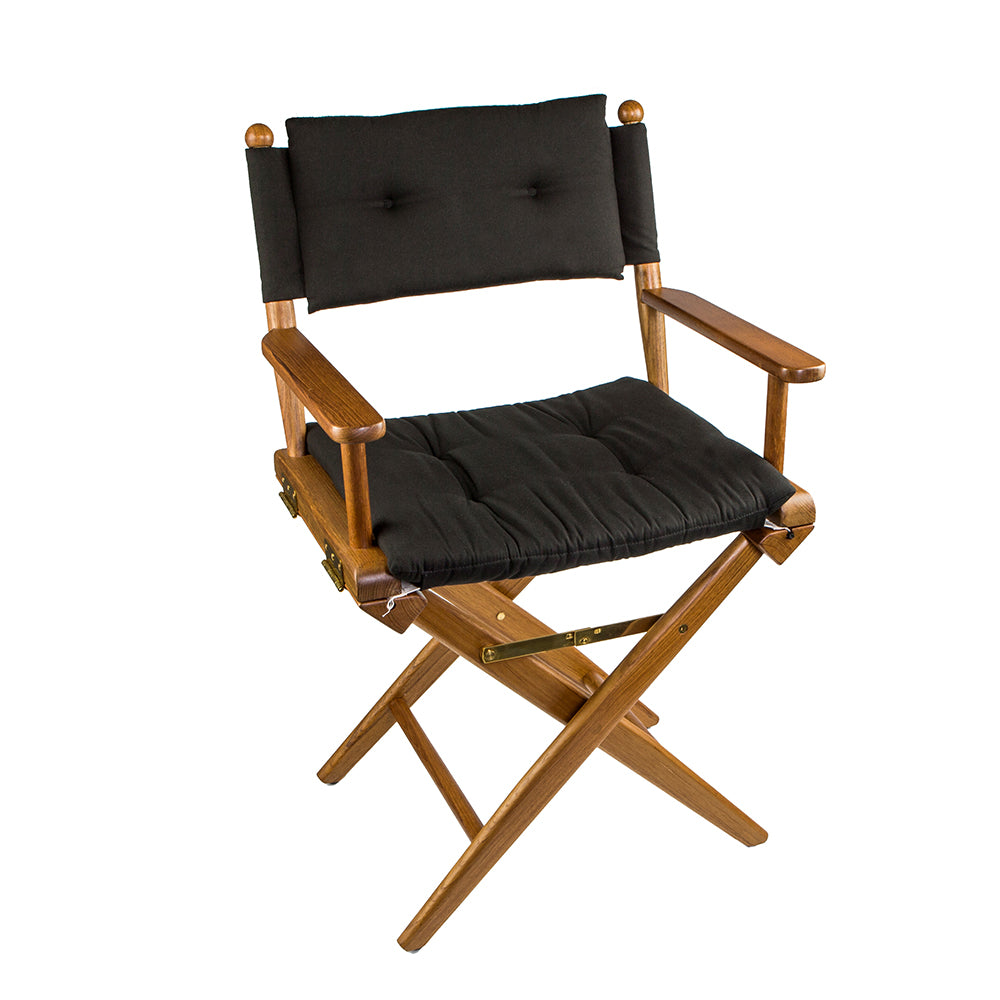 Whitecap Newport Folding Director's Chair, Teak & Black Sunbrella, 18" Seat