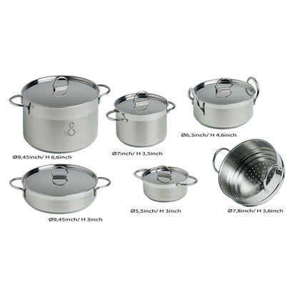 Marine Business Self-Contained Stainless Steel Cookware Set, 8 Pieces, 18/10 Steel