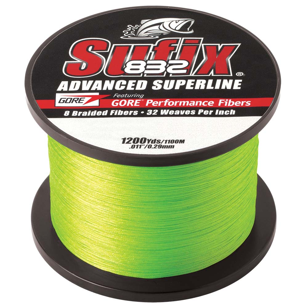Sufix 832 Advanced Superline Braided Fishing Line, 20 lb, Neon Lime, 1200 yd