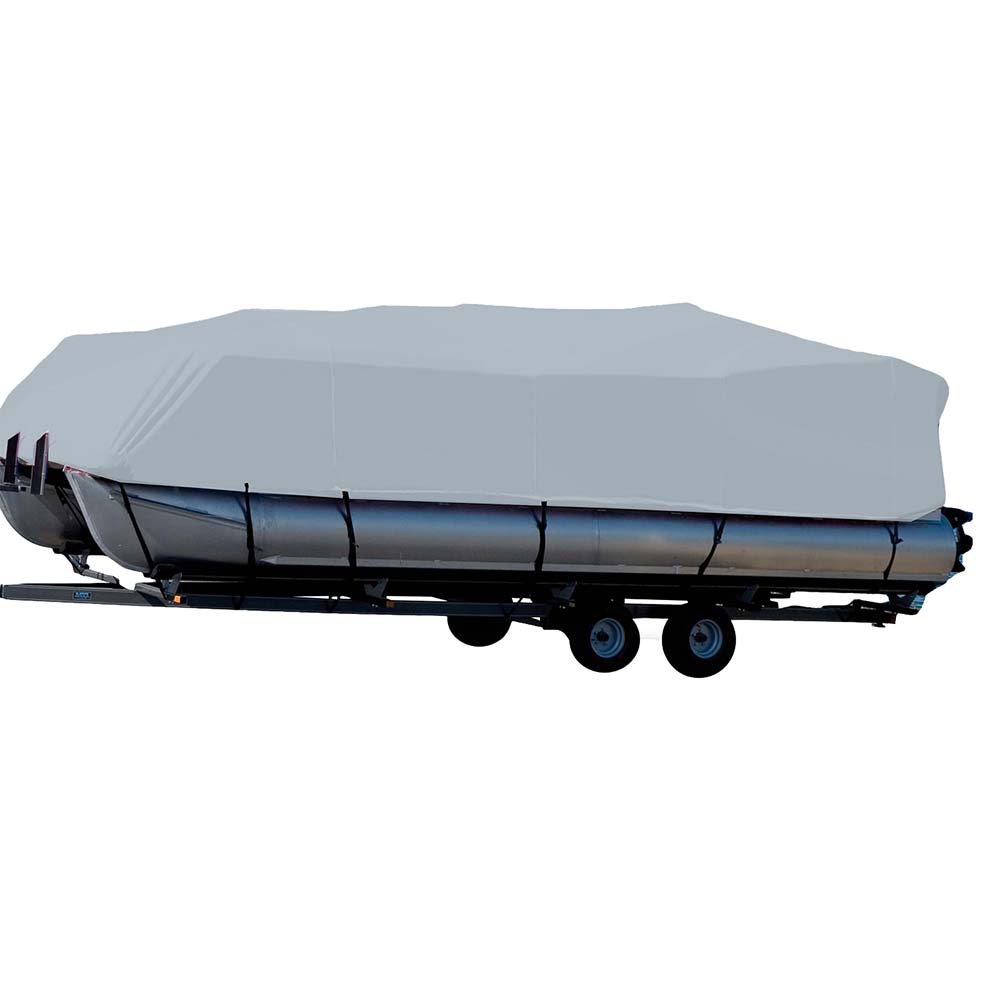 Carver Sun-DURA Styled-to-Fit Boat Cover for 22.5 ft Pontoons with Bimini Top and Rails, Gray