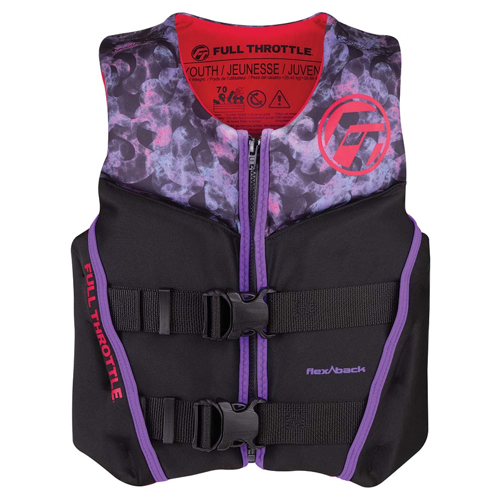 Full Throttle Youth Rapid-Dry Flex-Back Life Jacket, Pink/Black – USCG Approved