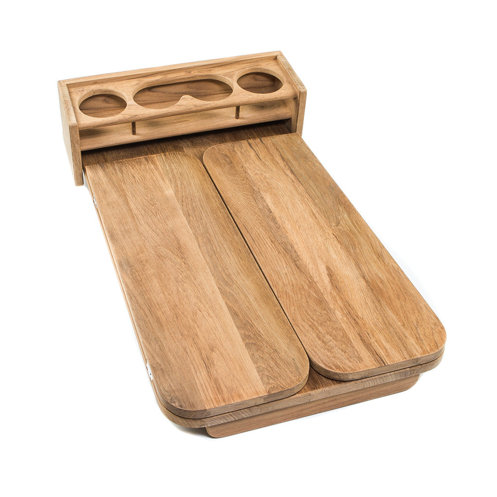 Whitecap Teak Cockpit Table with Folding Leaves & 4 Cupholders