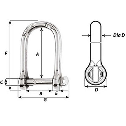 Wichard Marine Self-Locking Large Shackle, 5mm Pin, 550 lb Working Load