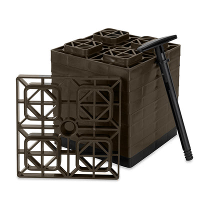 Camco FasTen Leveling Blocks with T-Handle, 10-Pack – 8.5" x 8.5" Brown