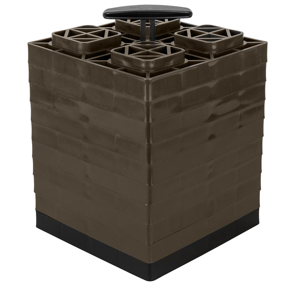 Camco FasTen Leveling Blocks with T-Handle, 10-Pack – 8.5" x 8.5" Brown