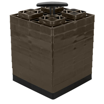 Camco FasTen Leveling Blocks with T-Handle, 10-Pack – 8.5" x 8.5" Brown