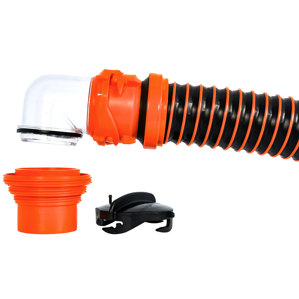 Camco RhinoEXTREME 15' Sewer Hose Kit, Swivel Fitting, 4-in-1 Elbow