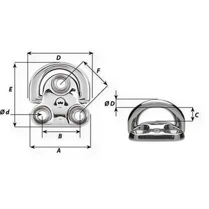 Wichard Marine 6605W Folding Pad Eye, 5/16" Diameter Stainless Steel