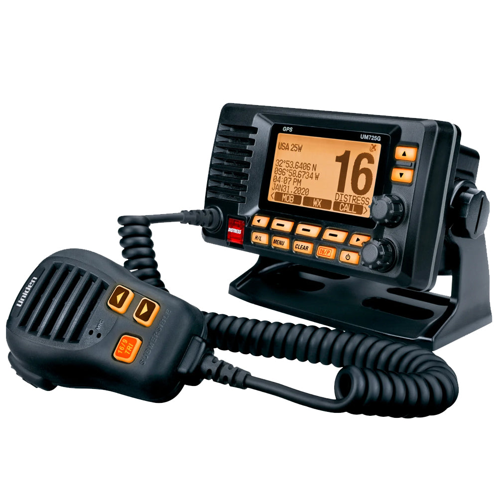 Uniden UM725 Fixed Mount Marine VHF Radio, 25W, IPX8, Text Messaging