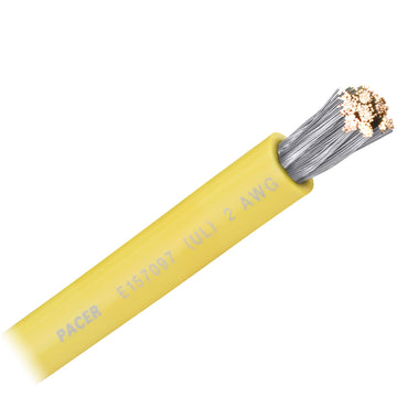 Pacer 2 AWG Marine Battery Cable, Yellow – UL Listed, Made in USA