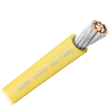 Pacer Yellow 1 AWG Marine Battery Cable, 600V UL Listed, Made in USA