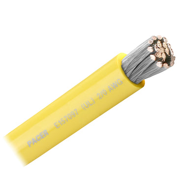 Pacer 2/0 AWG Marine Battery Cable, Yellow – UL Listed, Made in USA