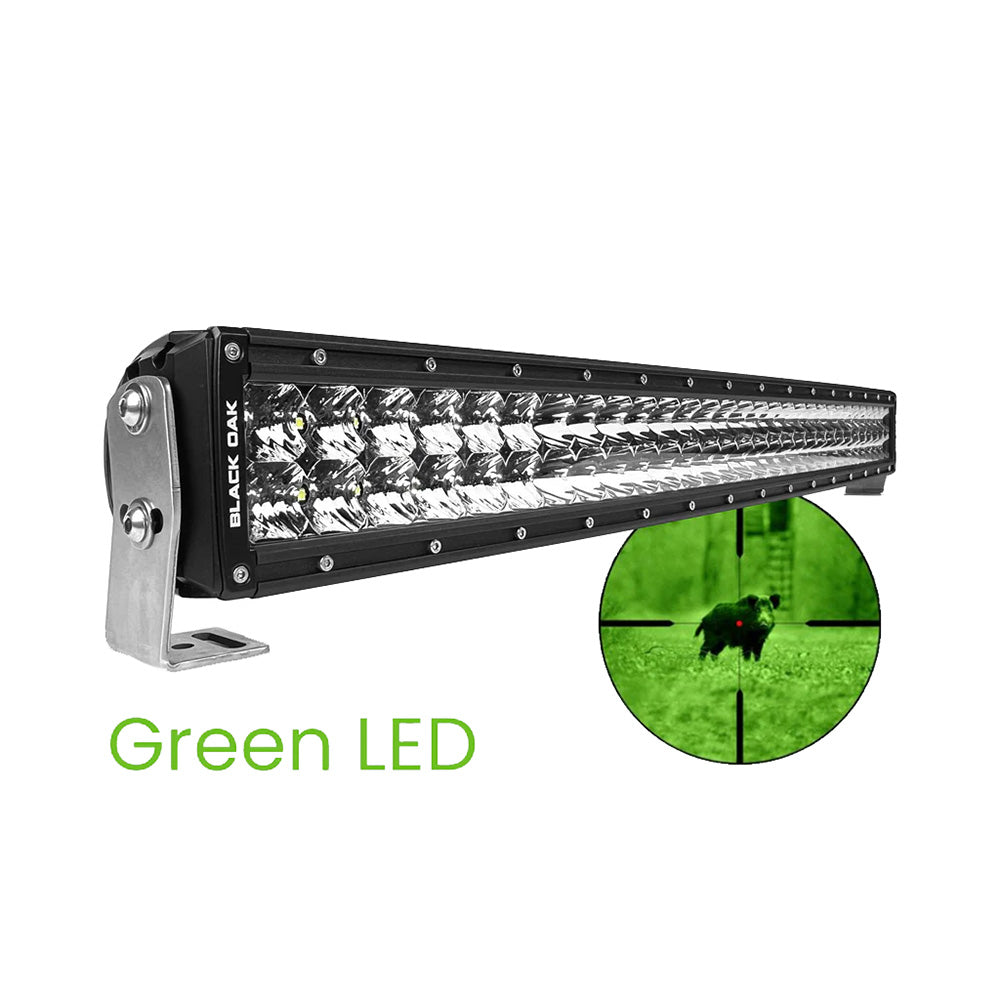 Black Oak LED Pro Series 3.0 30" Curved Double Row Green LED Hunting Light Bar