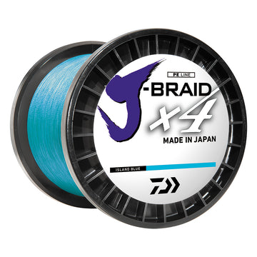 Daiwa J-Braid x4 Braided Fishing Line, 30 lbs, 300 yds, Island Blue