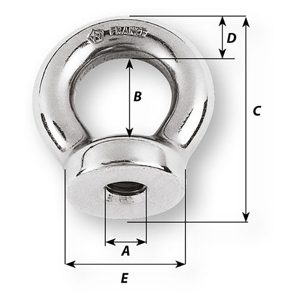 Wichard Marine 10mm Eye Nut, M12 x 175mm, 316L Stainless Steel
